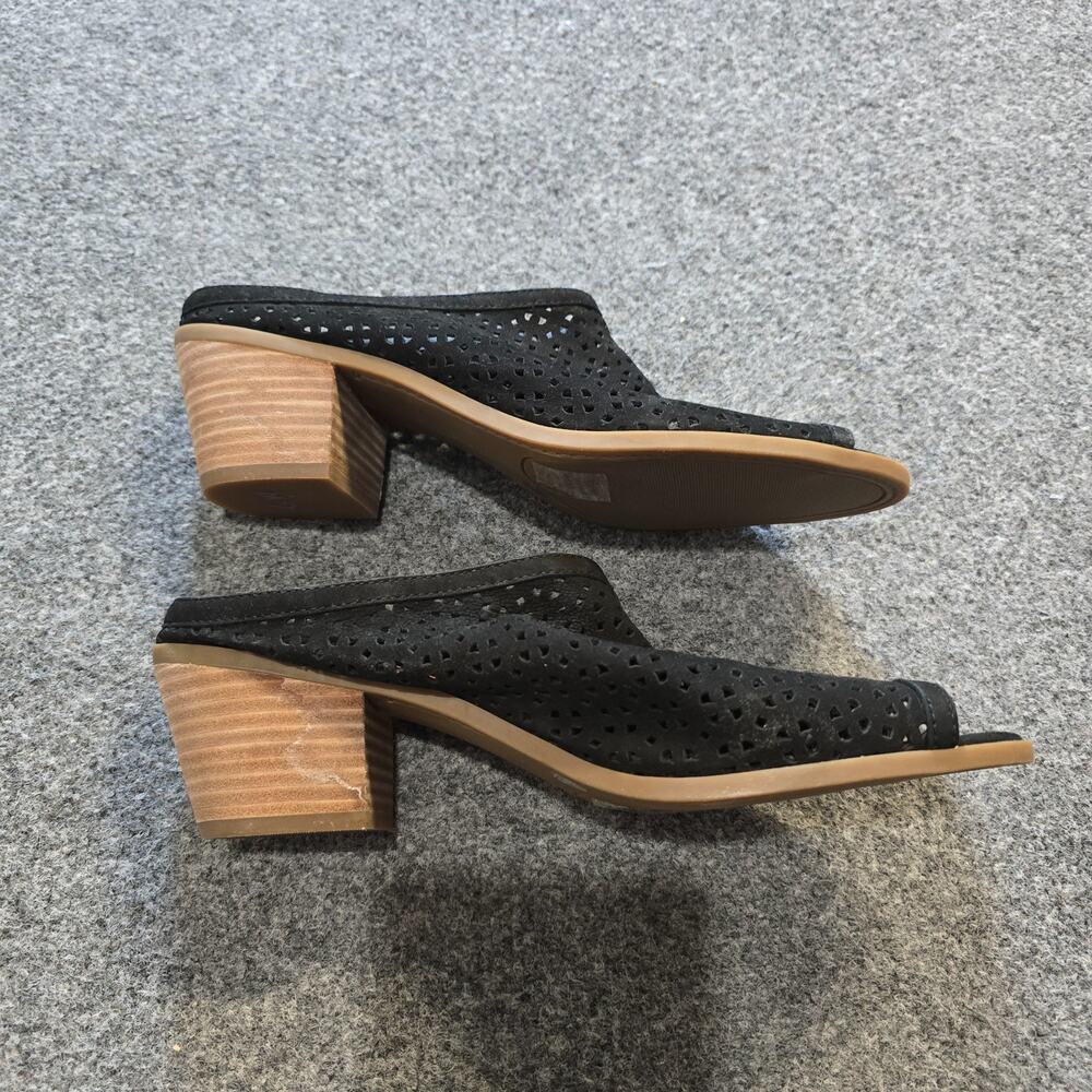 Lucky Brand Shoes Women Size 9.5 Black Mule Slides Peep Toe Stacked Heel Capsule - Picture 5 of 11